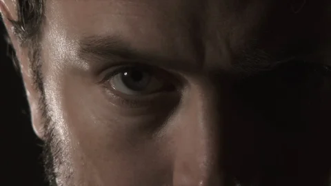 Man On Black Close Up Tough Guy 스톡 동영상 86837870
