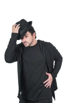 A man in a black hat Stock Photos