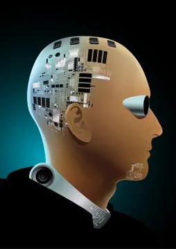 Man in black with hi tech implants Stock Illustration