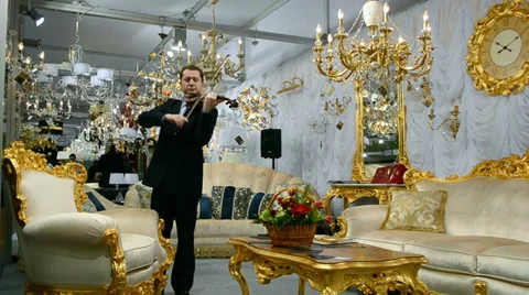 Man in black jacket with violin, Stock-Footage 35649356