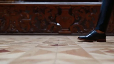 Man in black leather brogues Stock Footage 75733437
