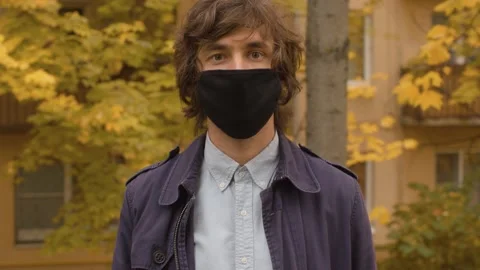 Man in black protective mask Video stock 141520801