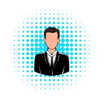 Man in black suit icon, comics style Stock-Illustration