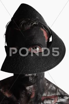 Man with black theatrical make-up Stock Photos