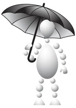 Man with black umbrella Stock Illustration