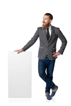 Man with blank banner Stock Photos