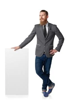 Man with blank banner Foto stock