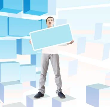 Man With Blank Board Stock Illustration