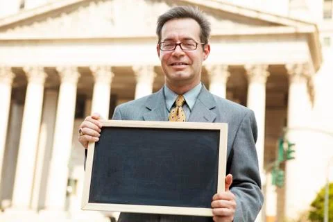 Man with Blank Chalkboard Stock Photos