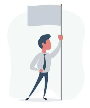 Man with blank flag Stock Illustration