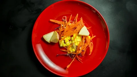 Man blending  vegetables to make salad, stop motion picture in studio Chiangmai  Stock Footage 105297210