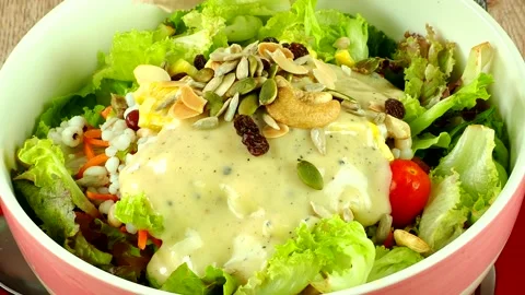 Man blending  vegetables   to make salad, close up in studio Chiangmai Thailand. Stock-Footage 234942730