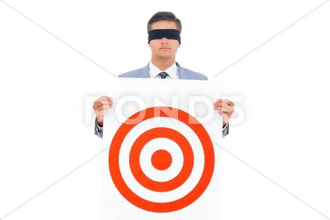 Man with blindfolded and a target Stock Photos