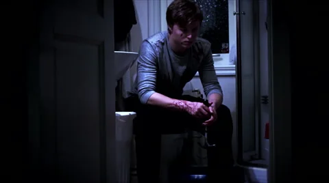 Man with bloody hands Stock Footage 57210843