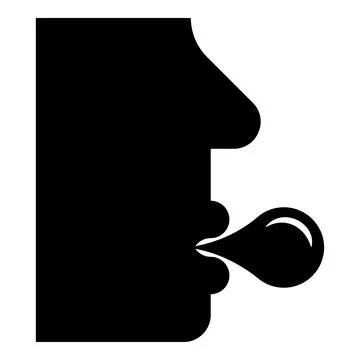 Man is blowing a bubble with chewing gum Head man with bubble gum icon blac.. Stock Illustration