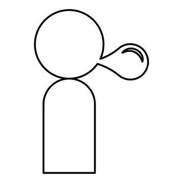 Man blowing bubble gum contour outline line icon black color vector illustr.. Stock Illustration