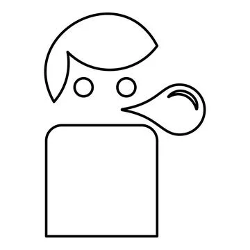 Man blowing bubble gum contour outline line icon black color vector illustr.. Stock Illustration
