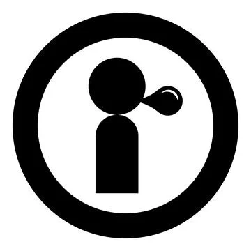 Man blowing bubble gum icon in circle round black color vector illustration.. Illustrazione stock