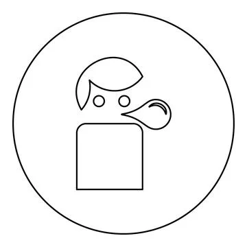 Man blowing bubble gum icon in circle round black color vector illustration.. 스톡 일러스트