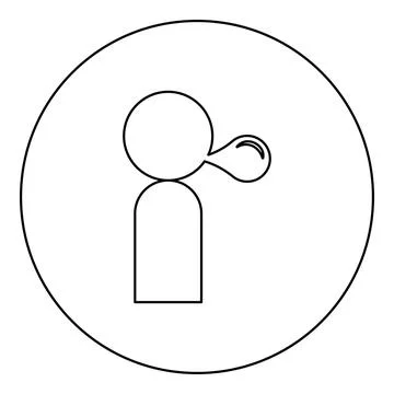 Man blowing bubble gum icon in circle round black color vector illustration.. 스톡 일러스트