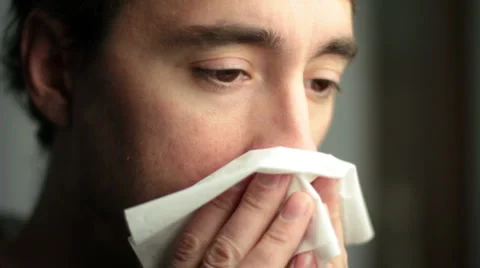 Man Blowing Nose Stock Footage 958390