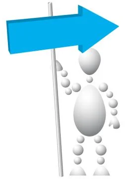 Man with blue arrow Stock Illustration