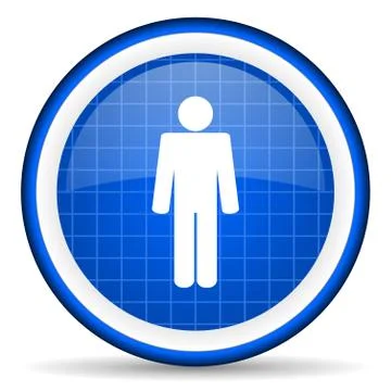 Man blue glossy icon on white background Illustrazione stock