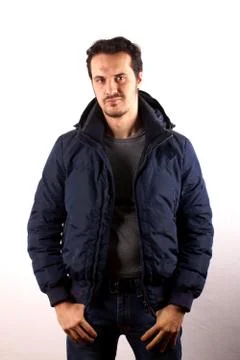 Man with blue jacket Stock Photos