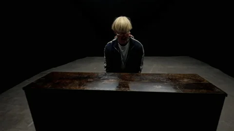 Man In Blue Jacket Playing The Piano With A Singer Video stock 236512905
