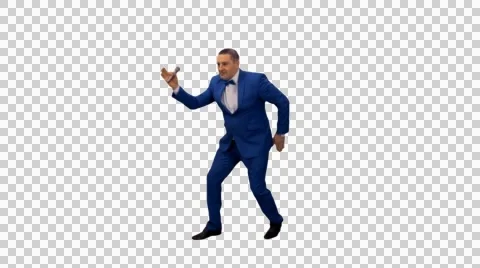 Man in blue suit dancing &amp; singing (on alpha matte) Stock Footage 51434160