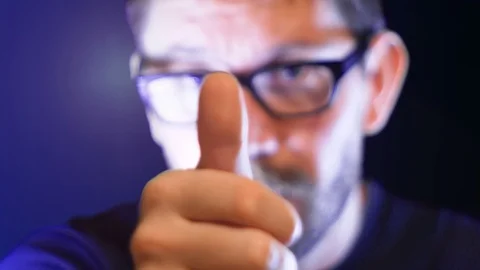 Man with a blurred face makes a thumb up, positive, footage represents feelings Video stock 101233471