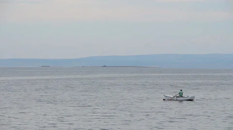 Man in a Boat 3 Stock Footage 31699100