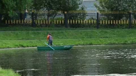 Man at the boat Stock Footage 20588057