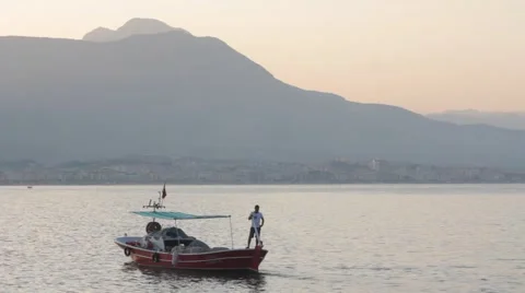 Man on the boat Stock Footage 40501572