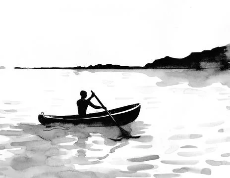 Man in the boat Stock Illustration
