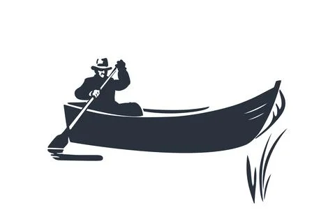 Man in boat Stock Illustration