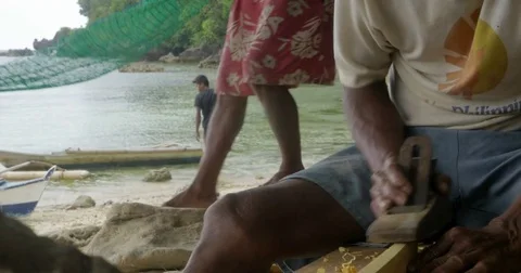Man boat making 12 Stock Footage 74723493