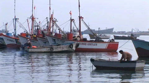  man on boat in Peru  Stock Footage 156864