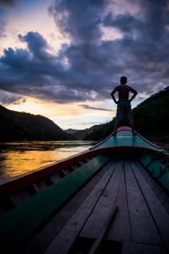 The man on the boat Stock Photos