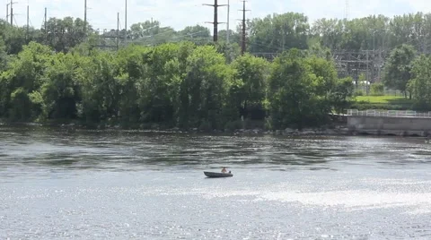 Man in Boat on River Stock Footage 52793824