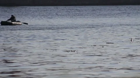 Man in a boat on the river2 Stock Footage 5165542
