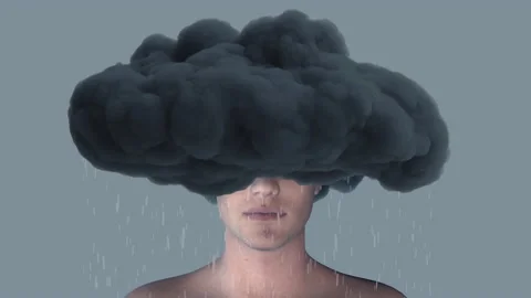 Man body with rainy cloud on head. Stock-Footage 166513959
