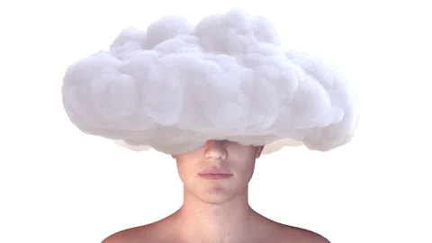 Man body with white cloud on head. Stock Footage 166513830
