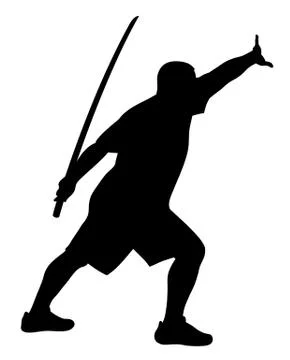 Man with bokken Stock Illustration