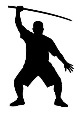 Man with bokken Stock Illustration