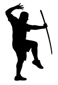 Man with bokken Stock Illustration