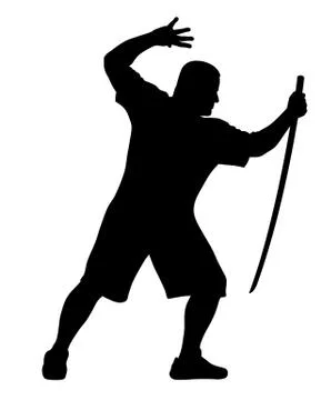 Man with bokken Stock Illustration