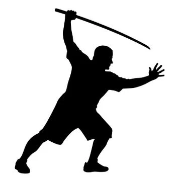 Man with bokken Stock Illustration
