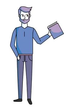 Man with book Illustrazione stock