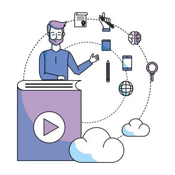 Man with book Illustrazione stock